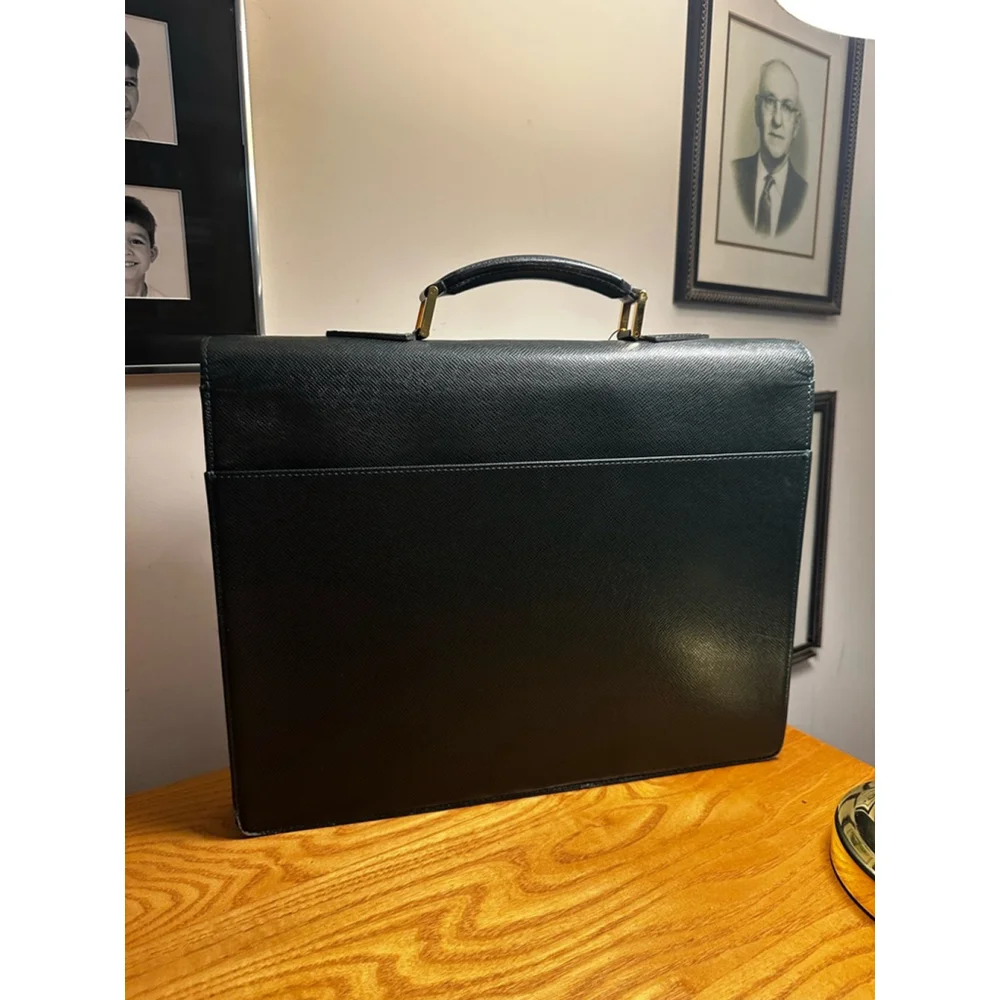 Louis Vuitton Dark Green Taiga Leather Briefcase